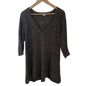 Eileen Fisher Linen V Neck Loose Knit Sweater Women’s Medium Brown